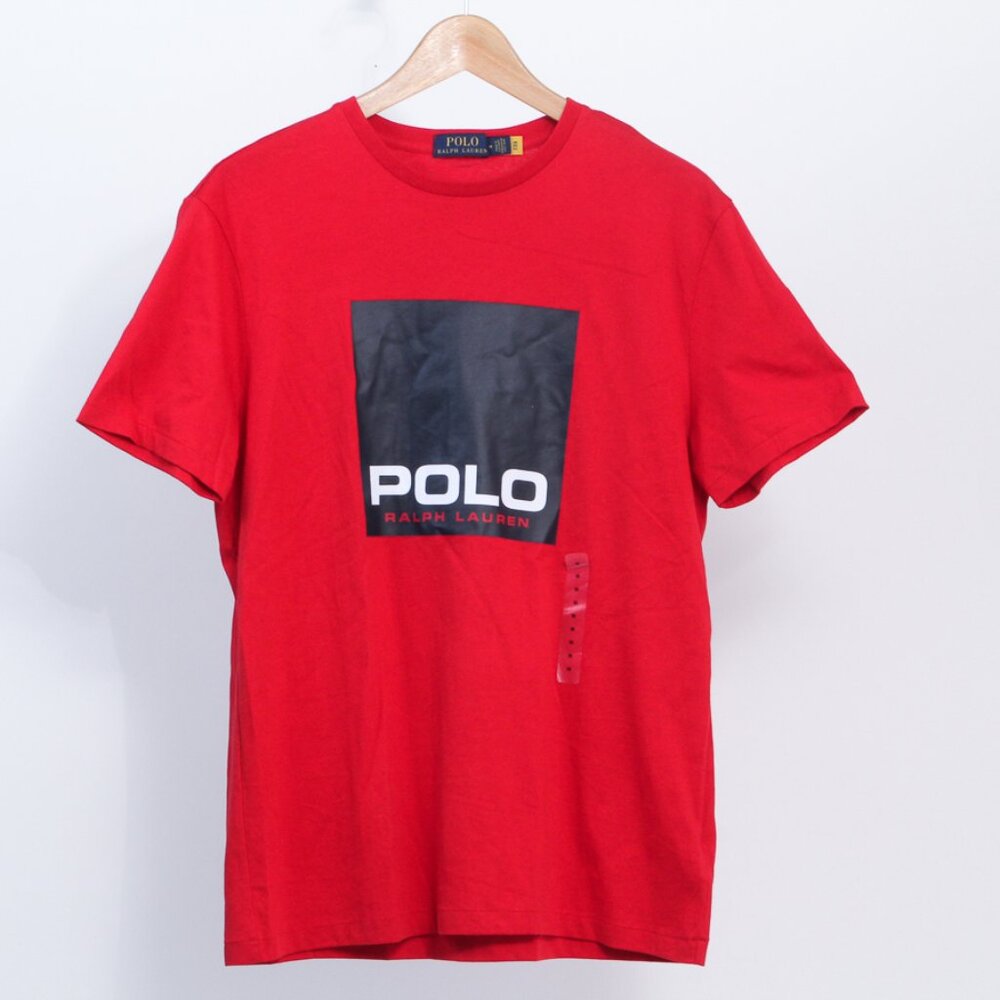 NWOT Polo Ralph Lauren Mens Red BOX LOGO Cotton T Shirt, Small